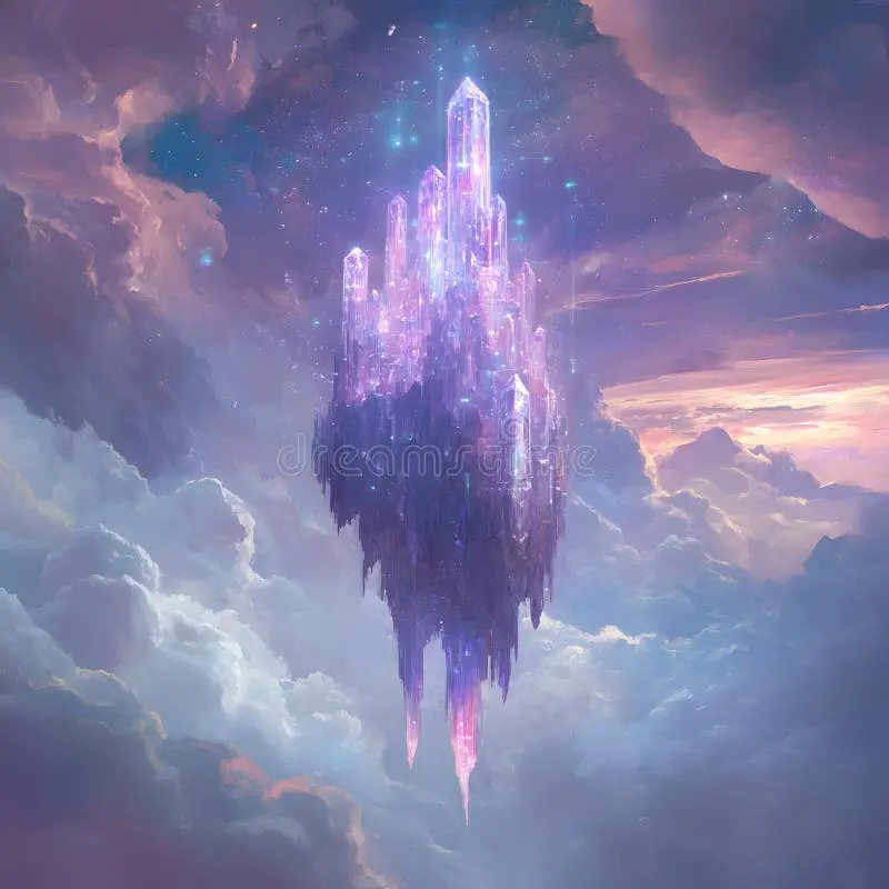 金沙娱乐城紫色水晶城堡漂浮在梦幻天空